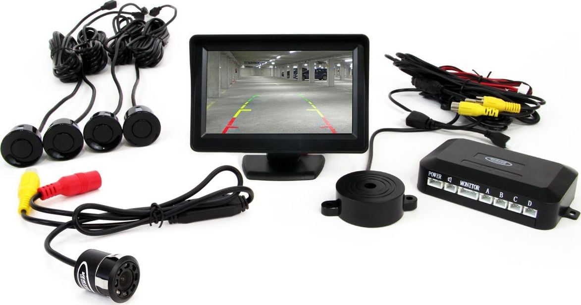 Kit asistent parcare, camera HD315, 4 senzori, monitor TFT01 4.3`, avertizor, 01555 Amio