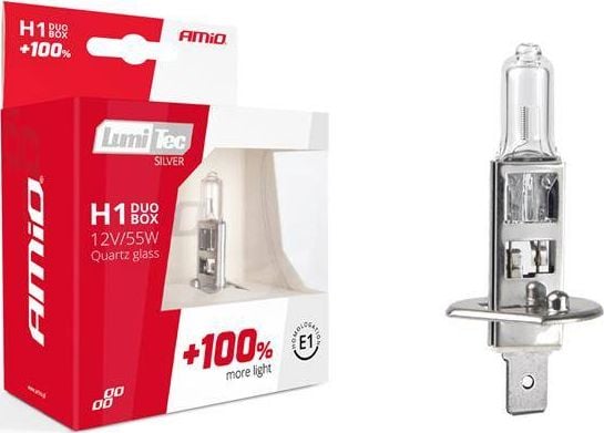 Set 2 becuri cu halogen H1 12V 55W LumiTec Silver 100%