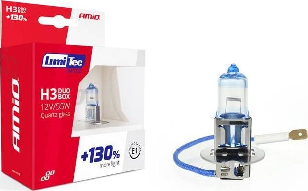 Set 2 becuri cu halogen H3 12V 55W LumiTec Limited 130% Duo Box