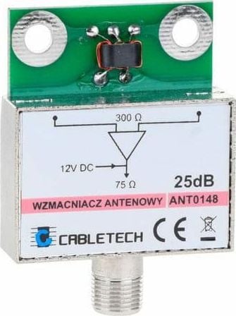 Amplificator antena, Cabletech, 25 dB, Priza tip F, 20-60 km, Alb