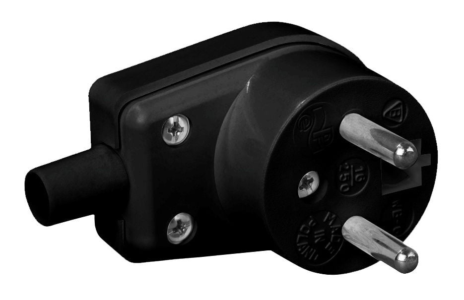 Angulară împământare Mufă 16A 250V negru WB-6 (3300-02)