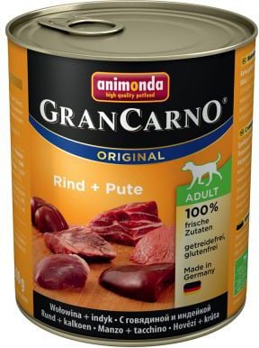Hrana umeda pentru caini Animonda Gran Carno, Adult, Vita si Curcan, 800g