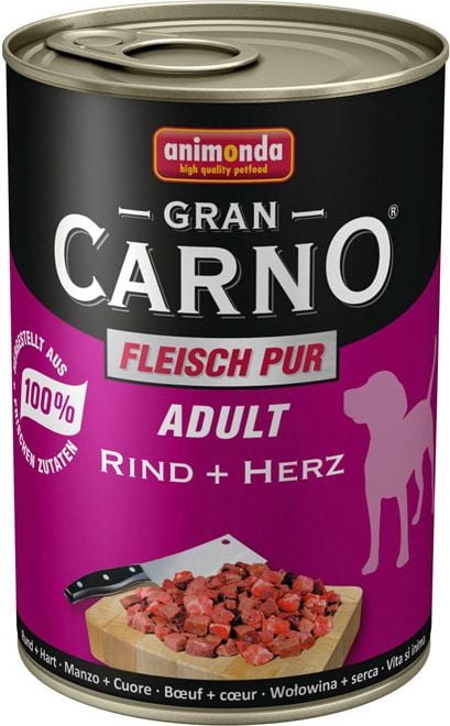 Hrana umeda pentru caini Animonda Gran Carno, Adult, Vita si Inimi, 400g