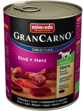 Hrana umeda pentru caini Animonda Gran Carno, Adult, Vita si Inima, 800g
