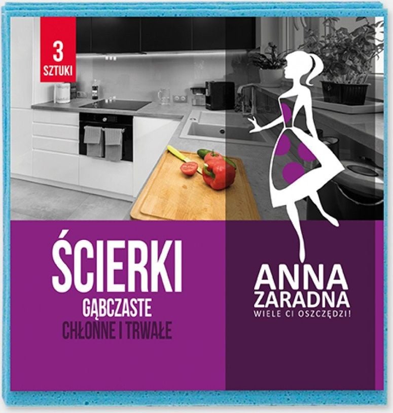 Anna Zaradna Ścierki gąbczaste ANNA ZARADNA, 3 szt., mix