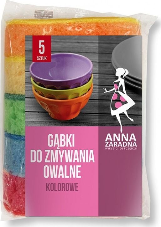 Anna Zaradna Bureți de spălat vase ANNA ZARADNA, de culoare ovală, 5 buc., amestec