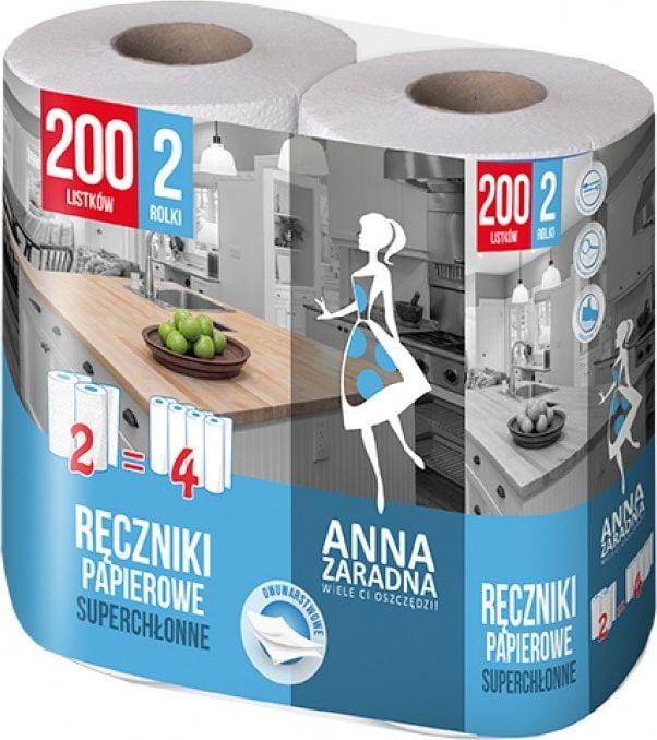 Anna Zaradna Prosoape de hartie ANNA ZARADNA, 100 coli, 2 role, alb cu relief albastru
