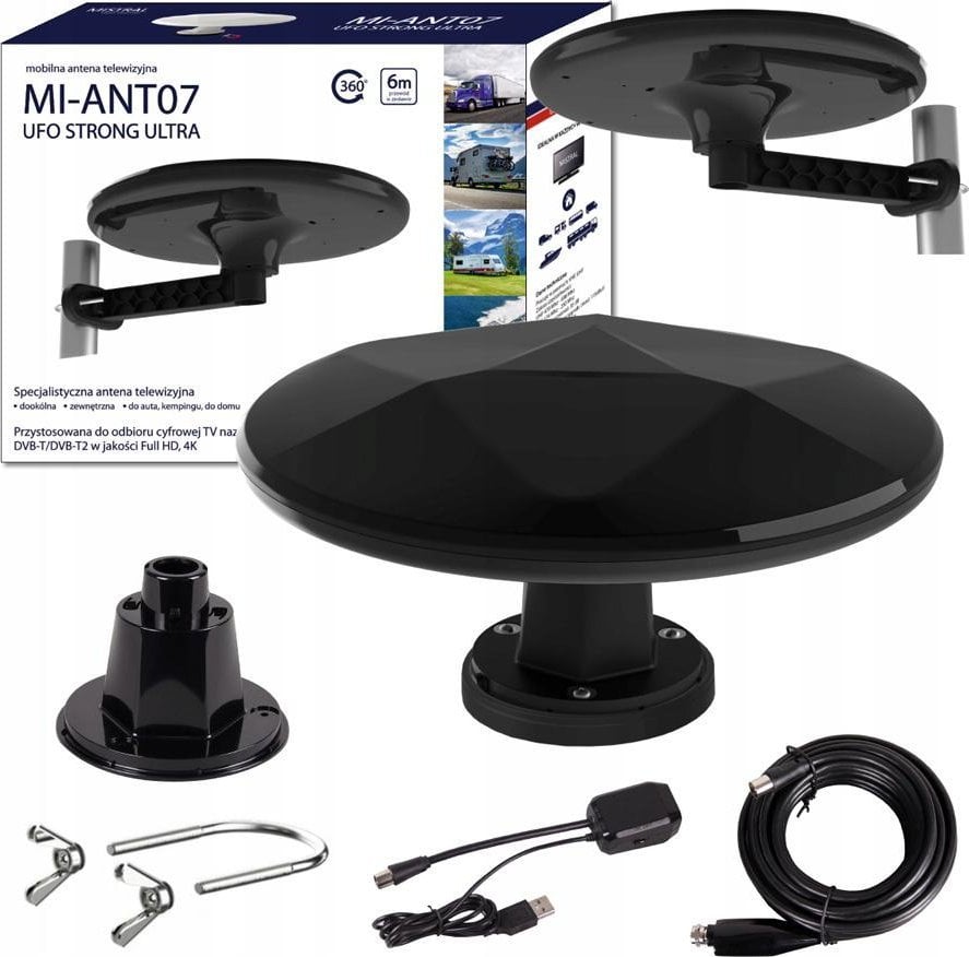 Antena RTV Mistral Antena DVB-T2 Mistral MI-ANT07 UFO - NEGRU