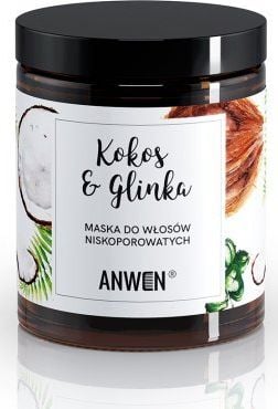 Anwen Anwen Masca pentru par cu porozitate redusa Nuca de cocos si argila intr-un borcan de sticla - 180 ml