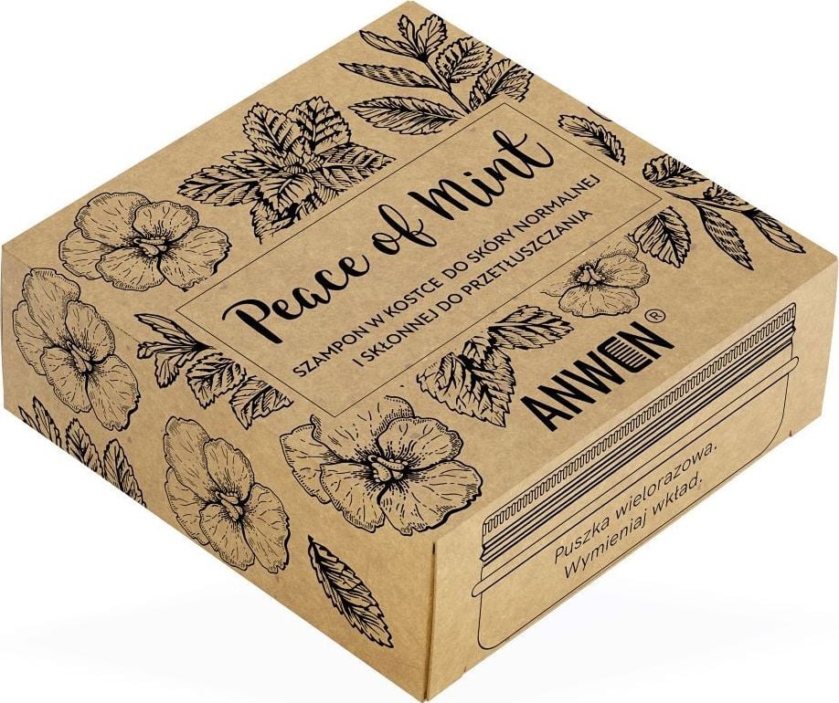 Anwen Anwen Peace of Mint Șampon baton pentru ten normal și gras 75g + cutie