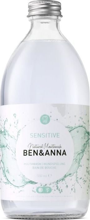 Apa de gura naturala, Ben&Anna Sensitive, 500 ml,aloe, salvie și ulei de mentă,protectoare, liniștitoare