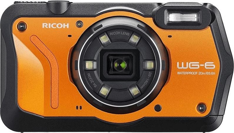 Aparate foto compacte - Aparat foto compact subacvatic Ricoh WG-6, 20MP, impermeabil, rezistent la socuri, Orange