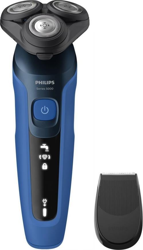 Aparat de ras Philips Series 5000 S5466/17,Uscat si umed,3 capete rotative, Reîncărcabil, Albastru