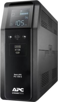 APC Back UPS Pro 1200VA BR, sinusoidală, 8 prize, AVR, interfata LCD (720W)