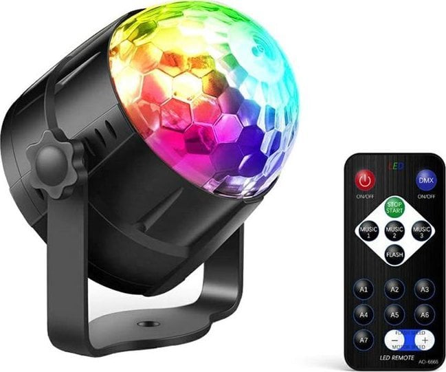 Aptel LED DISCO BALL RGB Disco cu senzor de sunet + telecomanda ZS48