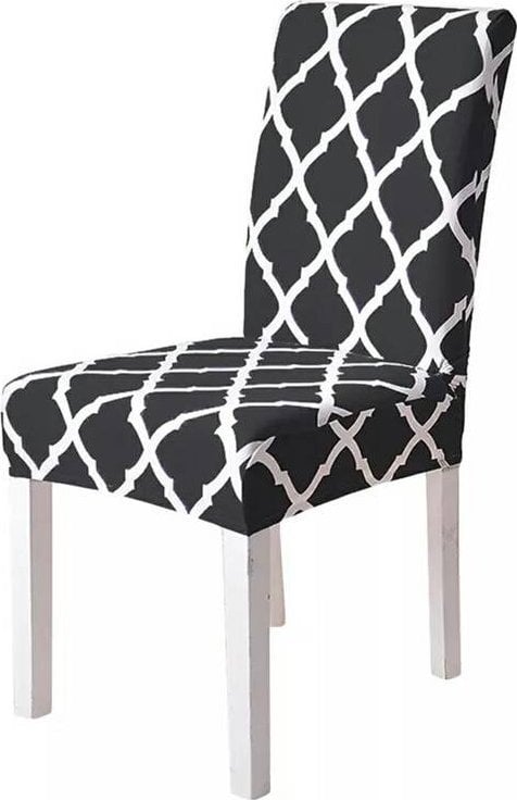 Aptel Uniwersalny POKROWIEC na Krzesło wzór marokański czarno-biały AG863