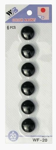 Magnetii 20mm, 6 piese, negru (607071)