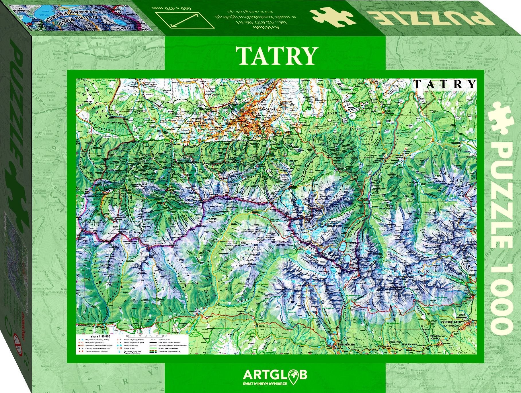 Artglob Puzzle 1000 - Harta turistica Tatra 1:50.000