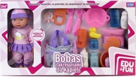 Articol Bebeluș cu accesorii de baie în șapcă 28cm Edu&Fun