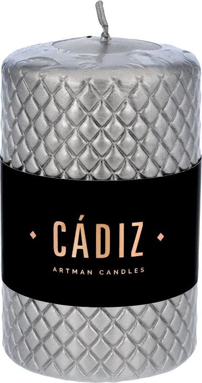 Artman ARTMAN Lumanare decorativa de Craciun Cadiz - cilindru mic (diametru 7,3cm) argintiu 1buc