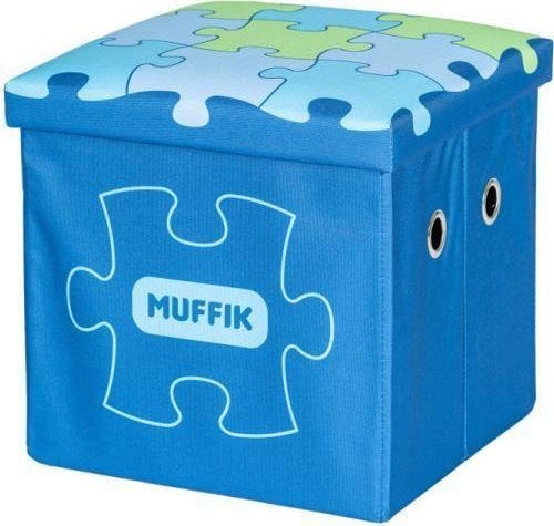 Cutie depozitare Muffik, Askato, Poliester/MDF/Polipropilena, Capacitate 30 kg, 35 x 35 x 35 cm, Albastru