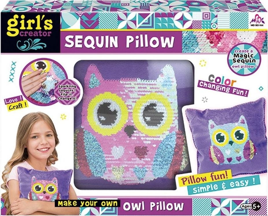 Kit Askato pentru cusut perna cu paiete Owl 116181