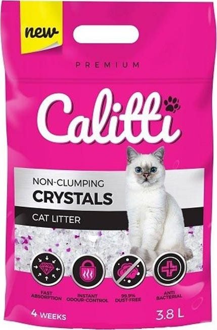 Asternut igienic pentru pisici Calitti, Crystals, Silicon, 3.8L