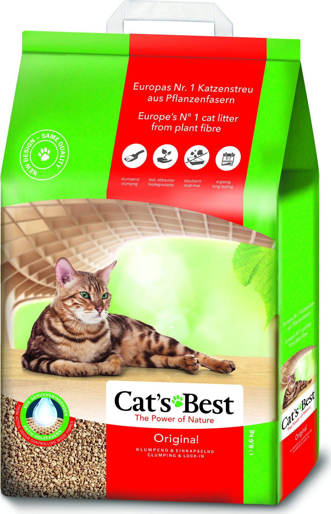Asternut igienic pentru pisici Cats Best 39324, fibre organice, 20L, 8.6kg