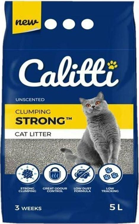 Așternut pentru pisici Calitti Strong, fără parfum, fără parfum, 5 l