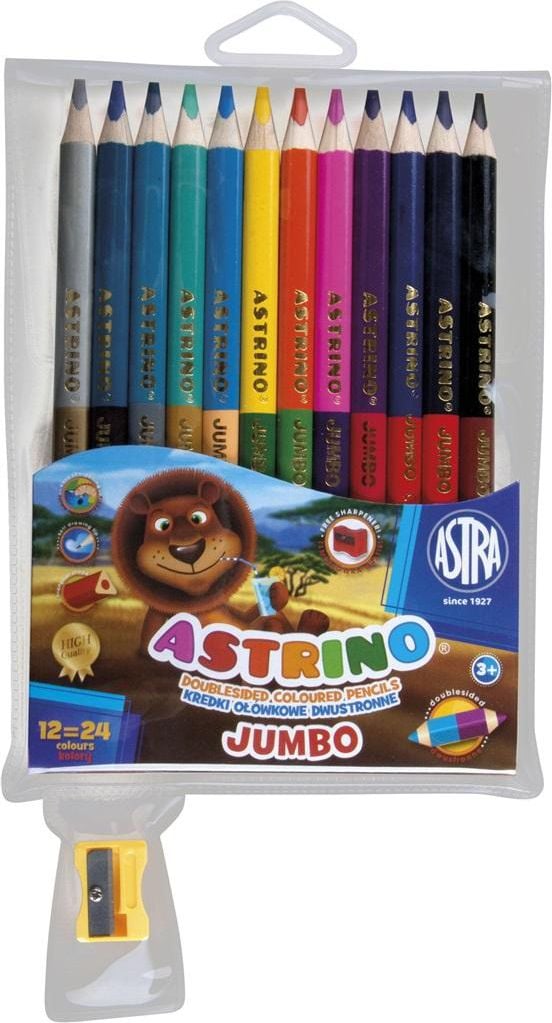 Astra Creioane colorate cu două fețe 24 de culori Astrino Jumbo