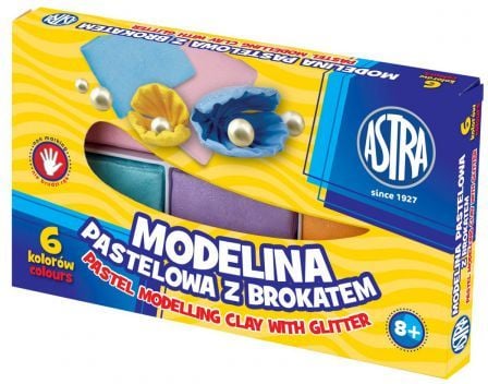 Astra Polymer Clay Astra 6 culori pastel cu sclipici (304118001)