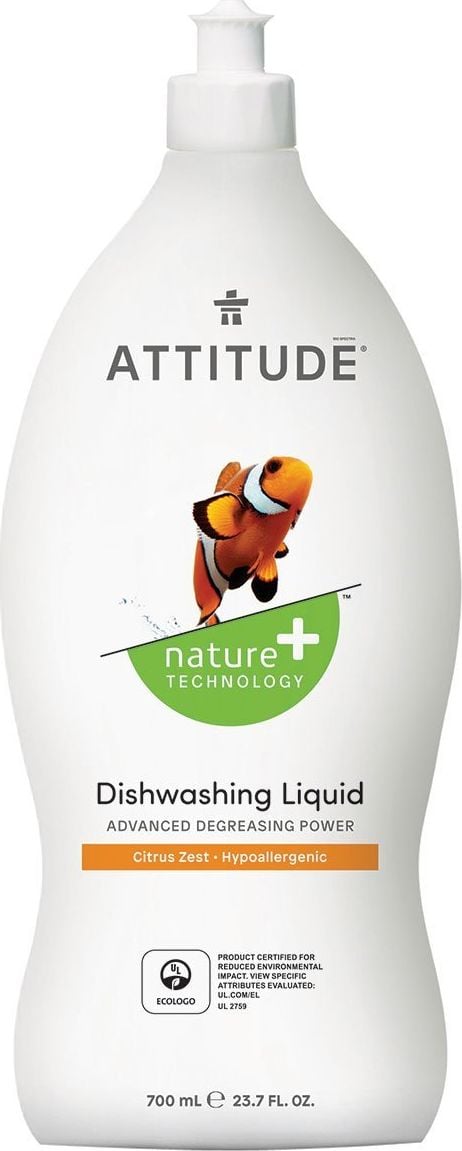 Detergent vase - Atitudine, lichid de spălat vase, coaja de lamaie (Citrus Zest), 700 ml