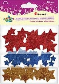 Autocolante din spumă Titanum Glitter: stele de Crăciun, amestec de dimensiuni și culori (EB891)