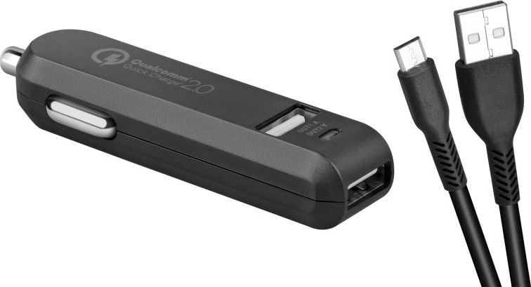 Avacom Carmax 2 nabíječka masina 2x Qualcomm Quick Charge 2.0, barva Černá (cablu micro USB)