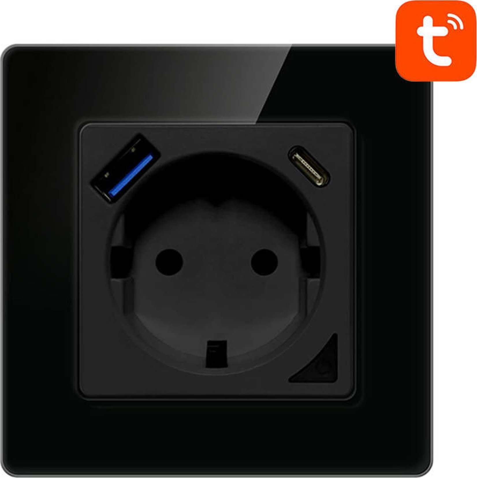 Avatto Avatto N-WOT10-USB-B USB și USB-C TUYA WiFi Smart Wall Priză (negru)