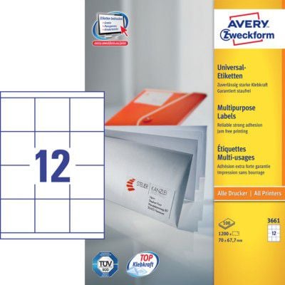 Avery Zweckform LABELSZF 3661 70X67.7MM 100 COLI Etichetă - 3661