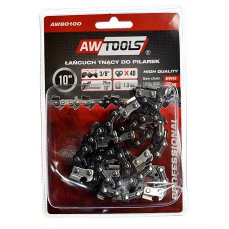 Lanț de ferăstrău AWTools 25 cm 10` 3/8` 1,3 mm 40-Link pentru CS250 (AW80100)