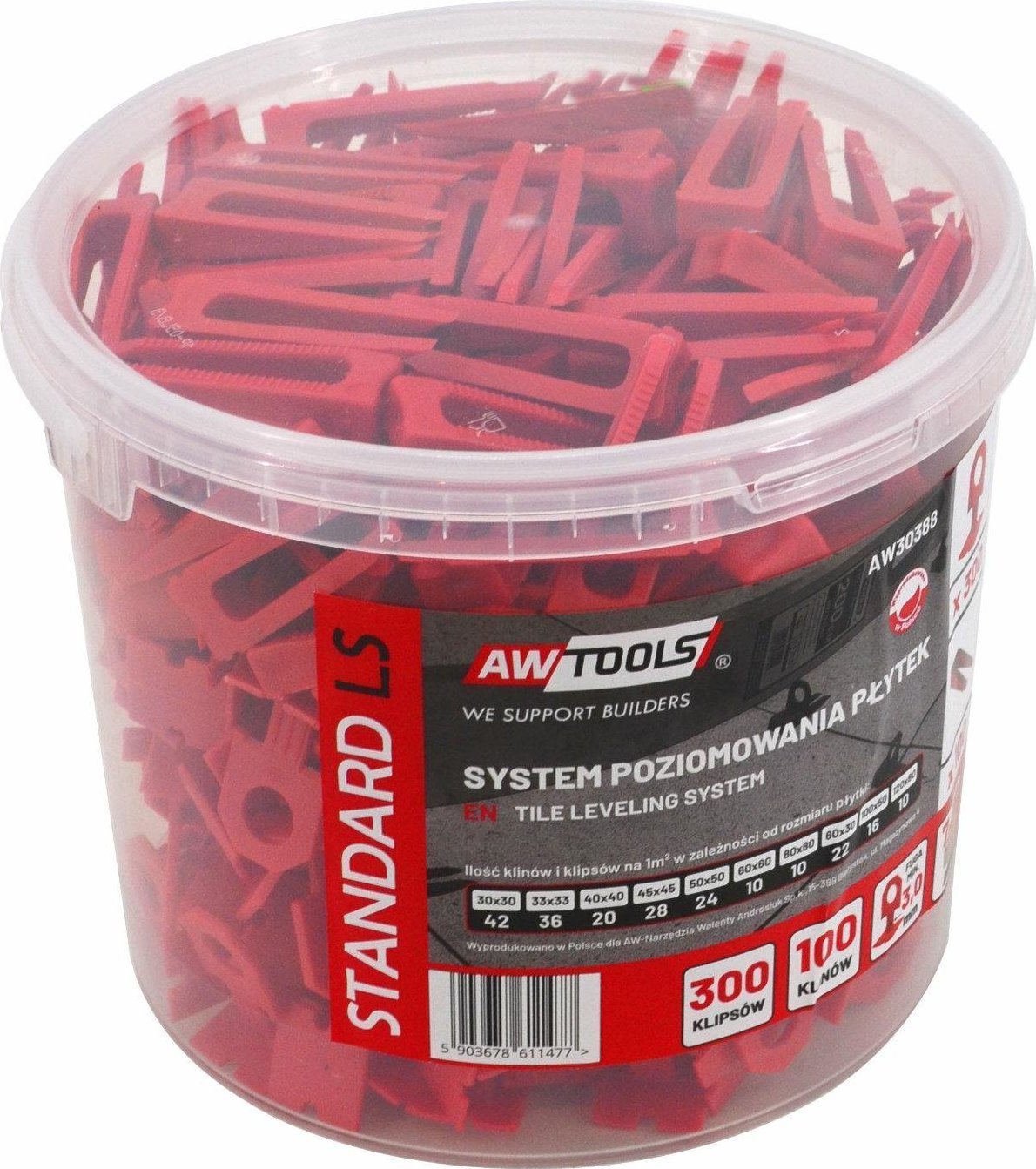 AWTools AWTOOLS SISTEM DE NIVELARE A PLACEI STANDARD 3.0mm - 7-15mm - CLIP 300buc. + PENA 100 buc.