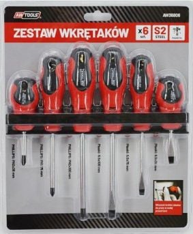 AWTools Zestaw wkrętaków na wieszaku S2 6szt. (AW36806)