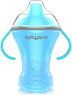 Biberon cu cioc si manere 260 ml 6 luni+ BabyOno 1457R, Roz