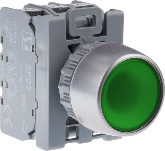 Backlit butonul de control 22mm verde 1Z 1R-retur (ST22-catodică electrodepunere-11-230-LEDAC)
