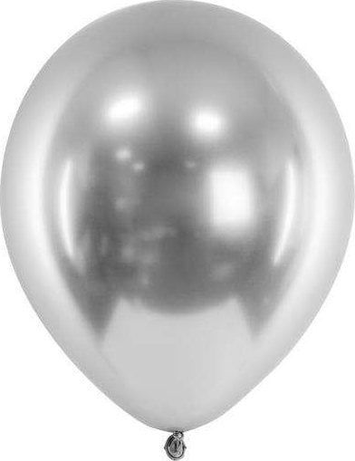 Baloane lucioase 30 cm, argintii (1 pachet / 10 buc)