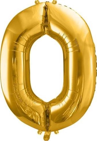 Balon din folie Party Deco Număr „0”, 86 cm, auriu universal