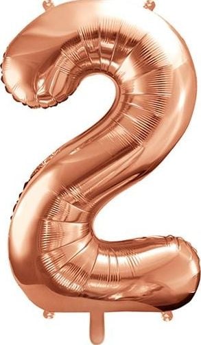 Balon din folie Party Deco Numărul „2”, 86cm, aur roz universal