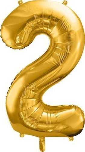 Balon din folie Party Deco Numărul „2”, 86cm, auriu universal