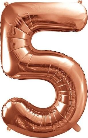 Balon din folie Party Deco Numărul „5”, 86cm, aur roz universal