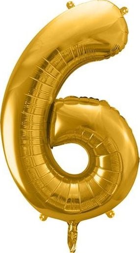 Balon din folie Party Deco Numărul „6”, 86cm, auriu universal