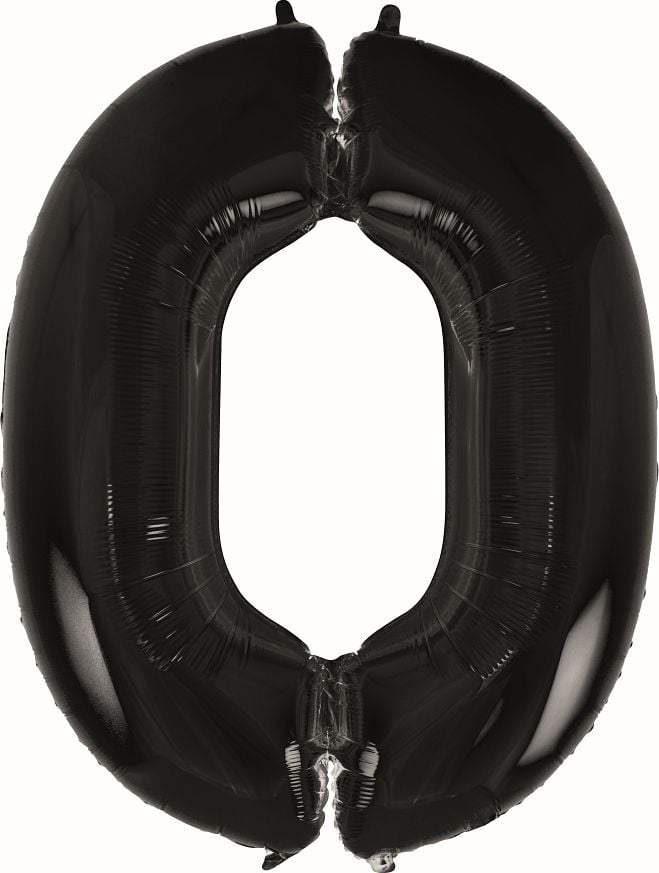 Balon GoDan Foil DIGITAL 0, B&C, negru - 92 cm