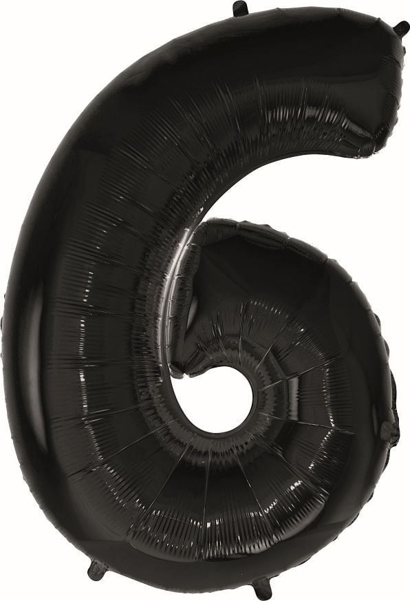Balon GoDan Foil DIGITAL 6, B&C, negru - 92 cm
