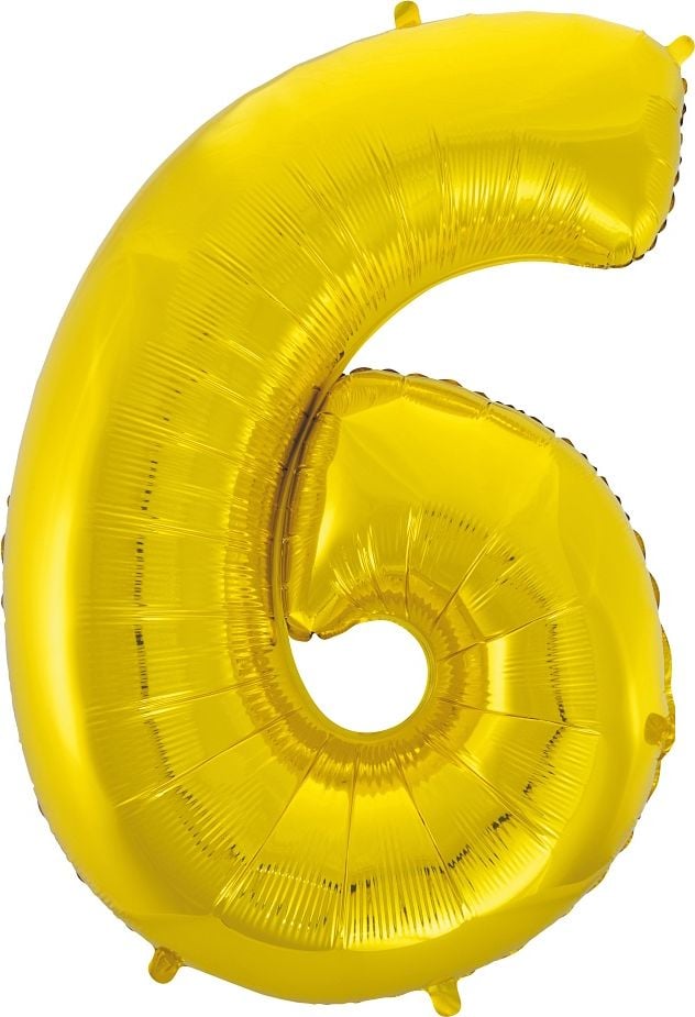 Balon GoDan Foil numărul „6” auriu, 85 cm